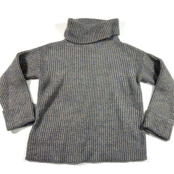Ann Taylor Boxy Ribbed Sweater Blue MultiTurtleneck - Picture 1 of 7